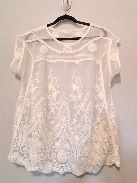 Sundance Tops - Sundance White Sheer Embroidered Lace Blouse